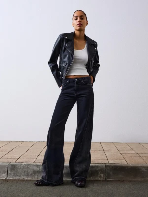 Bershka Kurtka Biker Ze Sztucznej Skóry Kobieta Czarny