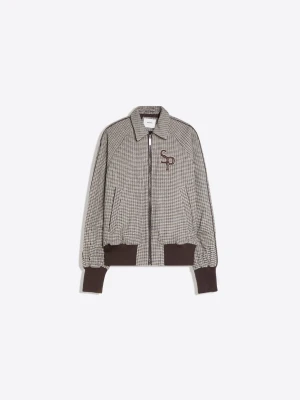 Bershka Kurtka Bomber Z Flauszu W Pepitkę Mężczyzna Szary