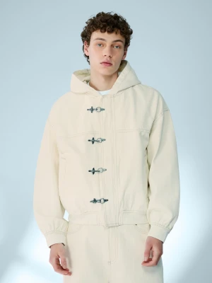 Bershka Kurtka Bomber Z Guzikami Z Pętelką Mężczyzna Kremowy