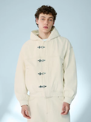 Bershka Kurtka Bomber Z Guzikami Z Pętelką Mężczyzna Kremowy