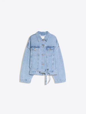 Bershka Kurtka Denim Oversize Kobieta Wyblakły Niebieski