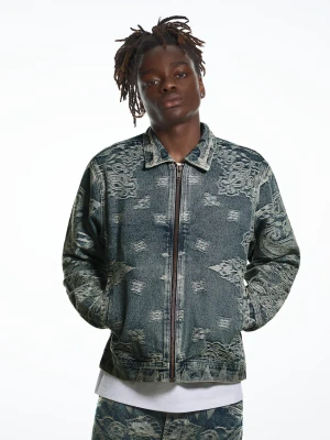 Bershka Kurtka Jeansowa Aries X Bershka Mężczyzna Wyblakły Niebieski