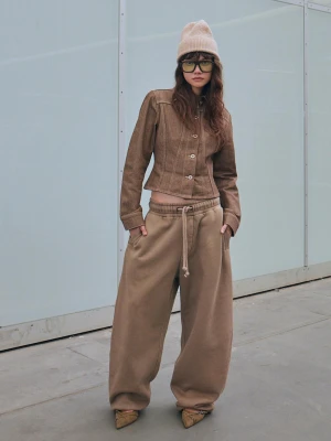 Bershka Kurtka Jeansowa Kobieta Brązowy