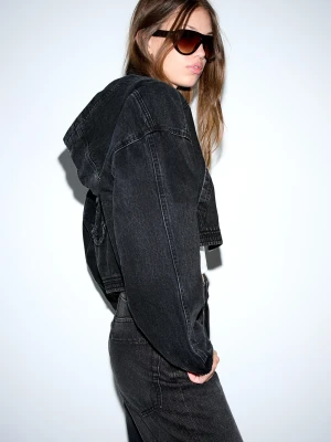 Bershka Kurtka Jeansowa Na Zamek Kobieta Czarny