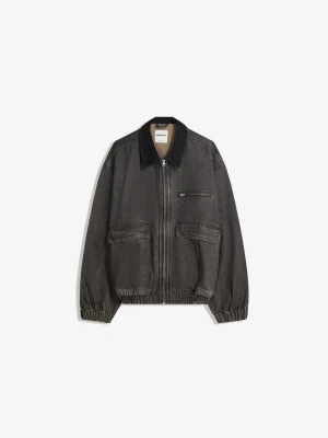 Bershka Kurtka Jeansowa Z Kieszeniami Mężczyzna Czarny