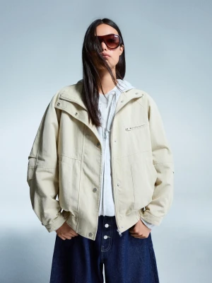 Bershka Kurtka Na Zamek Kobieta Xs-S Kremowy