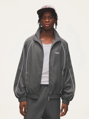 Bershka Kurtka Oversize W Prążki Mężczyzna Mieszanka Szarości