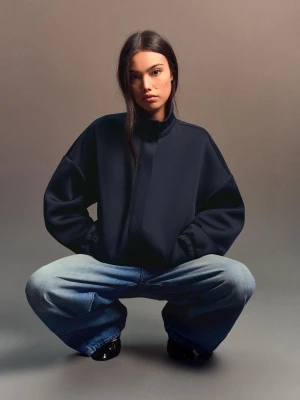 Zdjęcie produktu Bershka Kurtka Oversize Z Efektem Neoprenu Kobieta Granatowy