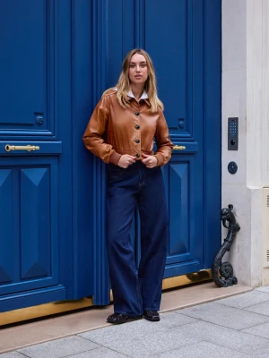 Bershka Kurtka Skórzana Kobieta Brązowy