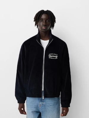 Zdjęcie produktu Bershka Kurtka Sztruksowa Z Haftem Mężczyzna Granatowy