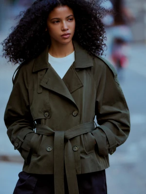 Bershka Kurtka Trencz Kobieta Khaki