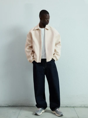 Bershka Kurtka Trucker Z Flauszu Mężczyzna Popielaty