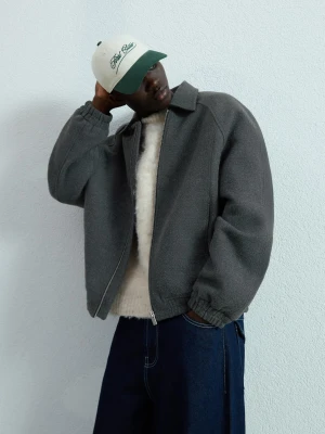 Bershka Kurtka Trucker Z Flauszu Mężczyzna Szary