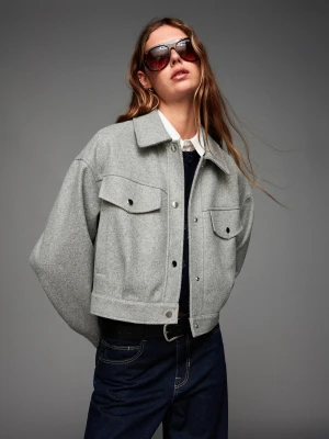 Bershka Kurtka Typu Trucker Kobieta Szary
