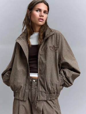 Bershka Kurtka W Kratkę Z Nadrukiem Kobieta Wielbłądzi