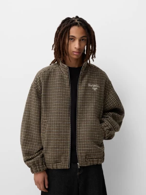 Zdjęcie produktu Bershka Kurtka Z Flauszu W Pepitkę Mężczyzna Brązowy
