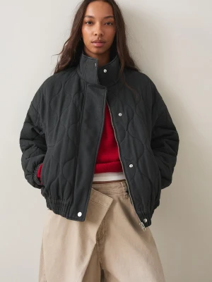 Bershka Kurtka Z Haftem Warkoczowym Kobieta Xs-S Ciemnoszary