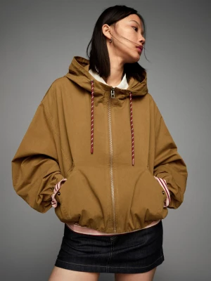 Bershka Kurtka Z Kapturem Kobieta Wielbłądzi