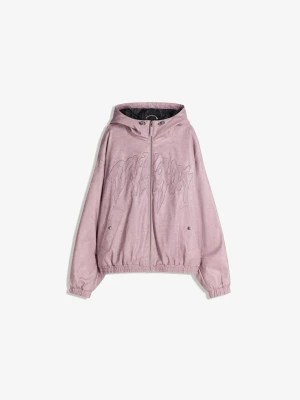 Bershka Kurtka Z Kapturem Ze Sztucznej Skóry Mężczyzna Różowy