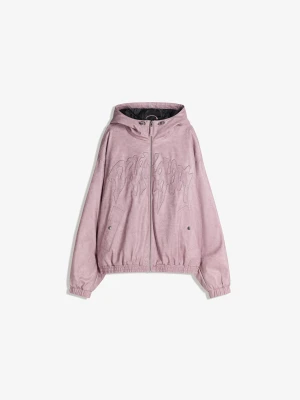 Bershka Kurtka Z Kapturem Ze Sztucznej Skóry Mężczyzna Różowy