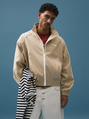 Bershka Kurtka Z Nadrukiem I Suwakiem Mężczyzna Wielbłądzi