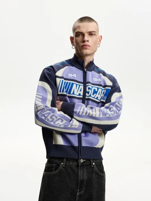 Bershka Kurtka Z Nadrukiem Nascar Mężczyzna Fioletowy