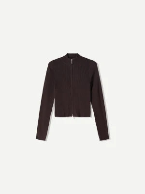 Bershka Kurtka Z Zamkiem Błyskawicznym Rib Kobieta Brązowy