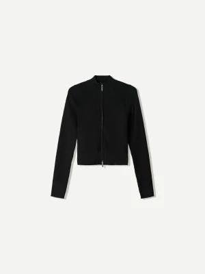 Bershka Kurtka Z Zamkiem Błyskawicznym Rib Kobieta Czarny