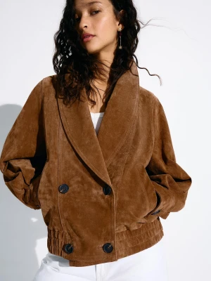 Bershka Kurtka Zamszowa Kopertowa Kobieta Xs-S Brązowy