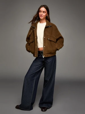 Bershka Kurtka Ze Sztucznego Zamszu Kobieta Brązowy