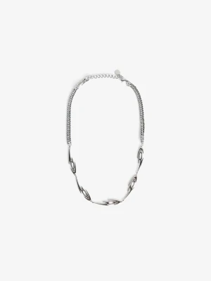 Bershka Łańcuch Stalowy Poza Rdzeniem Mężczyzna Srebrny