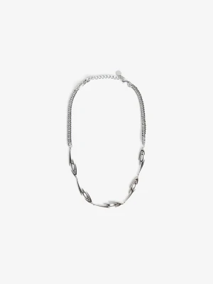 Bershka Łańcuch Stalowy Poza Rdzeniem Mężczyzna Srebrny