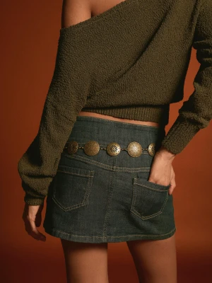 Bershka Łańcuch Z Medalionem Boho Kobieta Złoty