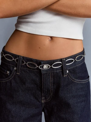 Bershka Łańcuszkowy Pasek Ze Sprzączkami Kobieta Srebrny