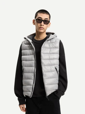 Bershka Lekka Kamizelka Pikowana Mężczyzna Szary