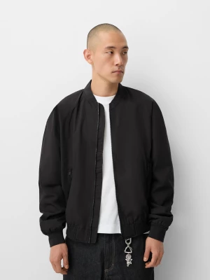 Bershka Lekka Kurtka Bomber Mężczyzna Czarny