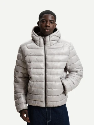 Bershka Lekka Kurtka Pikowana Mężczyzna Szary