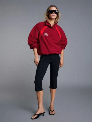 Bershka Lekka Kurtka Z Haftami Kobieta Bordowy
