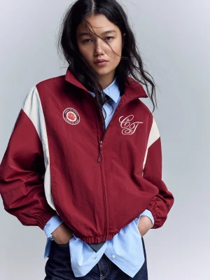 Bershka Lekka Kurtka Z Haftem Kobieta Bordowy