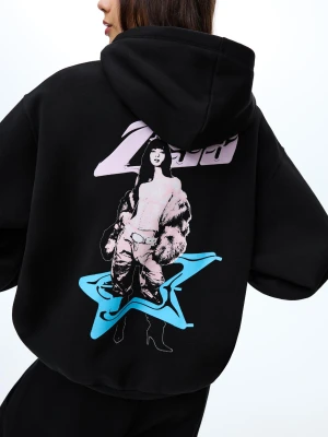 Bershka Lisa Hoodie Kobieta Czarny