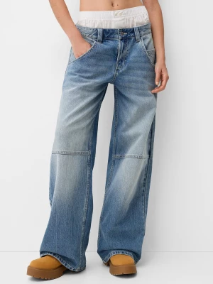 Bershka Luźne Jeansy Baggy Kobieta Niebieski