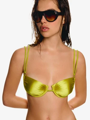 Bershka Marszczona Góra Od Bikini Kobieta Zielony
