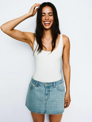 Bershka Marszczone Body Na Ramiączkach Kobieta Biały