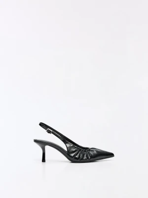Bershka Marszczone Czółenka Kitten Heel Kobieta Czarny