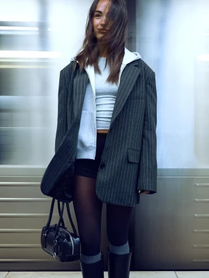 Bershka Marynarka Oversize Kobieta Ciemnoszary