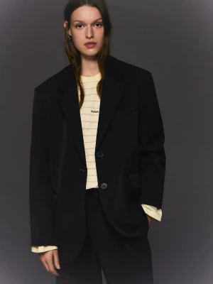 Bershka Marynarka Oversize Kobieta Czarny