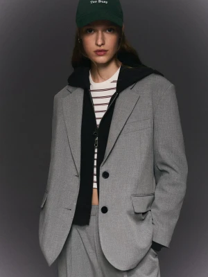 Bershka Marynarka Oversize Kobieta Szary