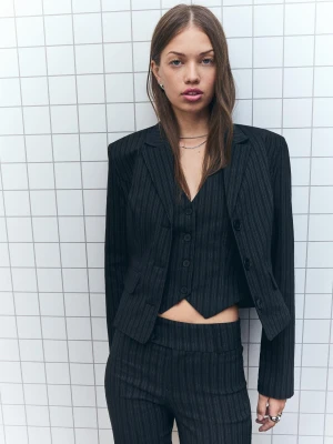 Bershka Marynarka Taliowana Kobieta Szary