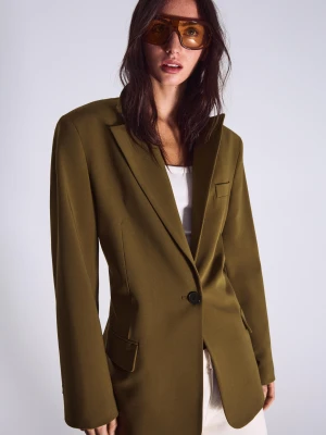 Bershka Marynarka Z Klamrą Z Tyłu Kobieta Khaki