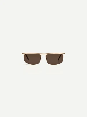 Bershka Metaliczne Okulary Przeciwsłoneczne Mężczyzna Brązowy